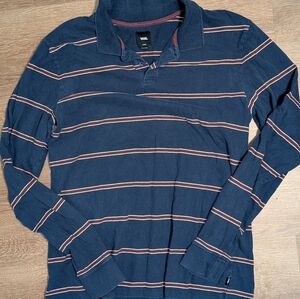 Vans Navy and White/Red Striped Long Sleeve Shirt